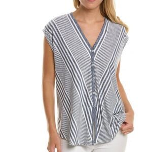 Max Studio Blue & White Tie-Front Top – Size 1X